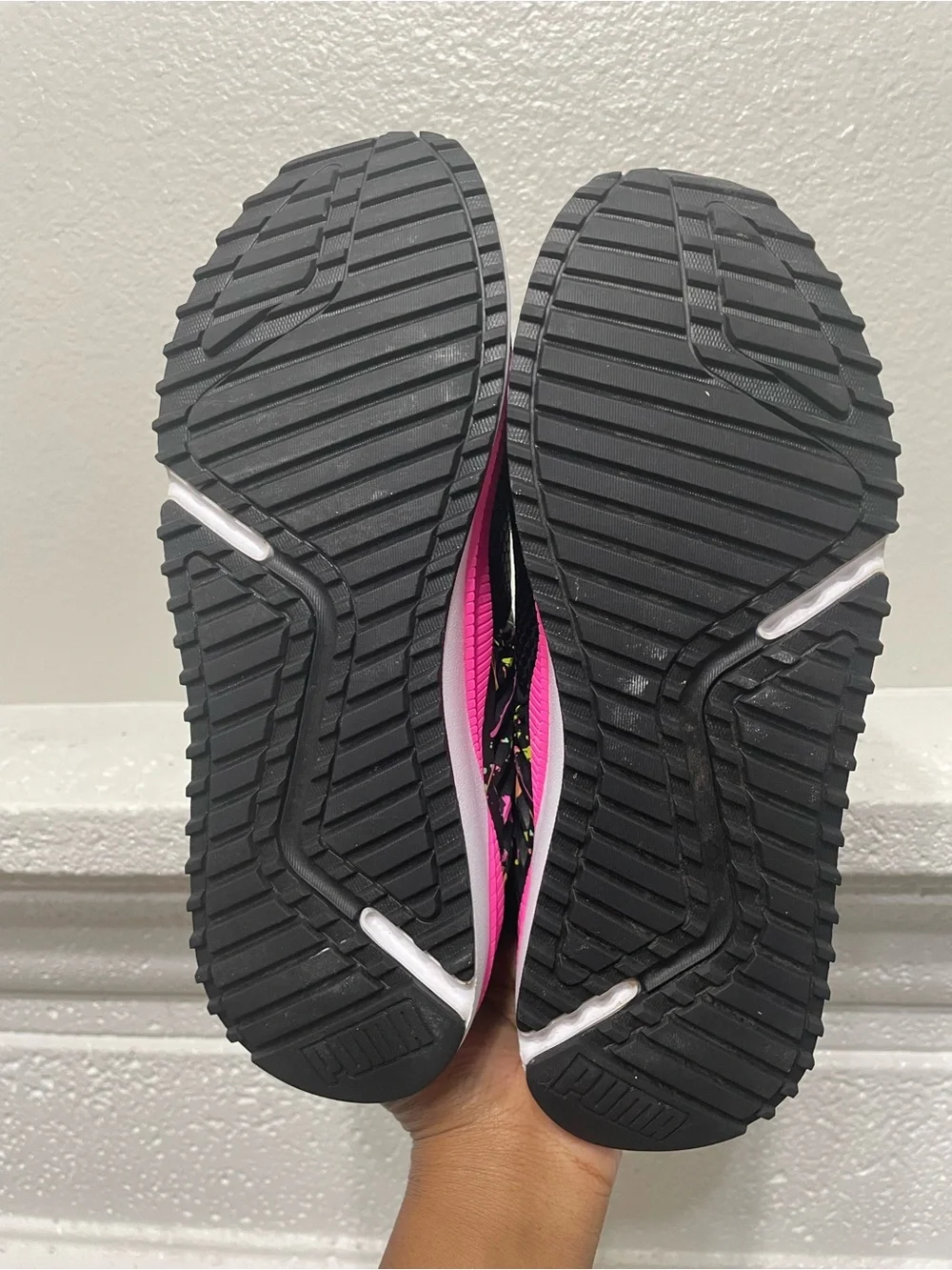 Puma Women's Black & Hot Pink Athletic Running Shoes with Neon Splatter
